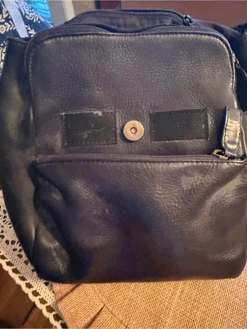 HOBO Black Leather Backpack with Front Flap